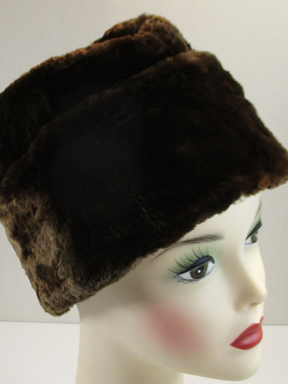 Vtg 1970s Genuine Sheared Beaver Men's Wedge Style Hat, Head Circumference 24 in